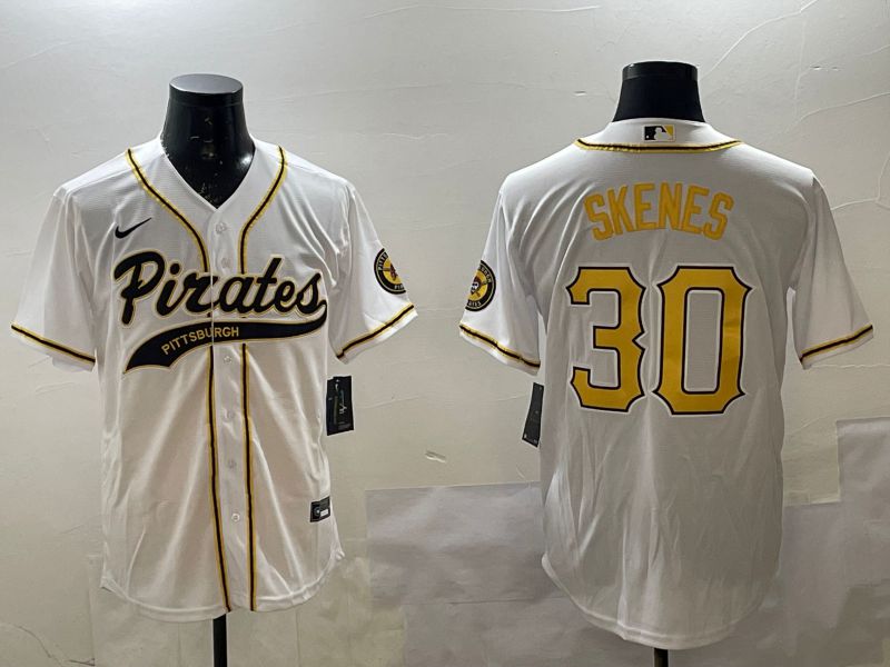 Men Pittsburgh Pirates #30 Skenes White Joint Name Nike 2025 MLB Jersey style 5->pittsburgh pirates->MLB Jersey